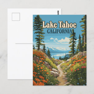 Carte Postale Lake Tahoe California Nevada Retro Travel