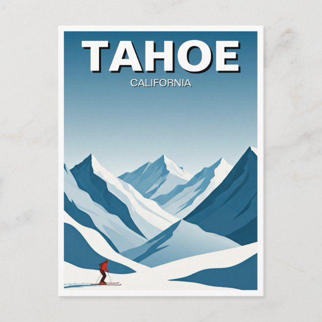 Carte Postale Lake Tahoe California Skier Travel (Devant)