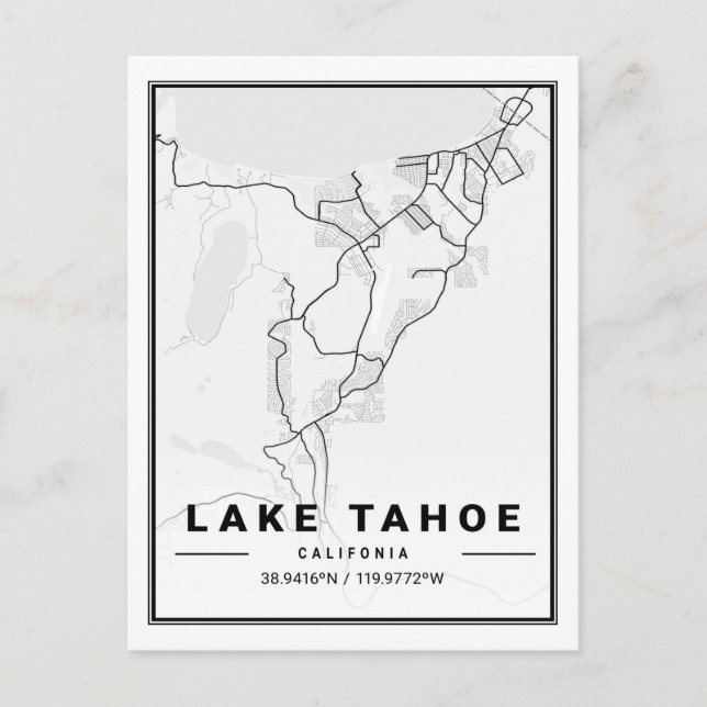 Carte Postale Lake Tahoe California USA Travel City Map (Devant)