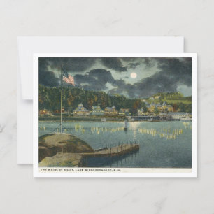 Carte Postale Lake Winnipesaukee, NH The Weirs at Night 1910