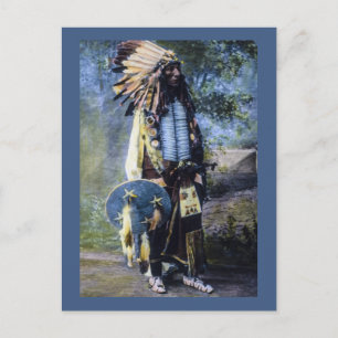 Carte Postale Lakota Sioux couleur main vintage Lanterne magique