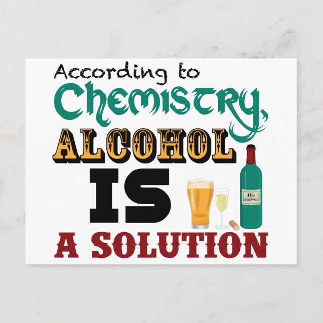 Carte Postale L'alcool est une solution (Devant)