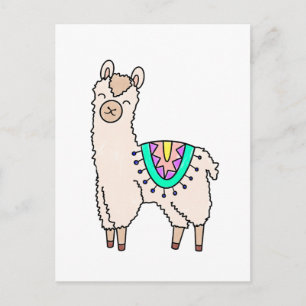 Carte Postale lama alpacart de dessin animé souriant heureux 