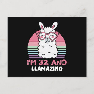 Carte Postale Lama de 32 ans, anniversaire Llamazing, 32e annive