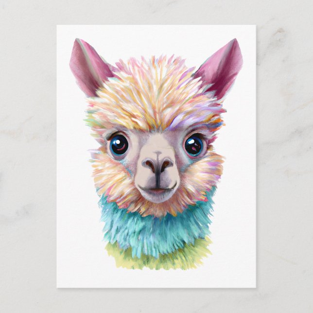 Carte Postale Lama de bébé coloré (Devant)