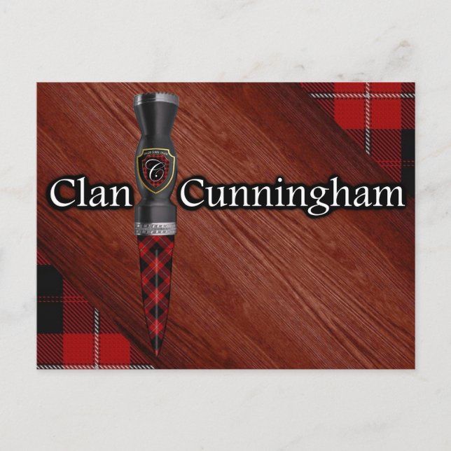 Carte Postale Lame de Sgian Dubh tartan Clan Cunningham (Devant)