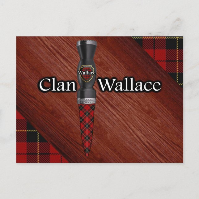 Carte Postale Lame de Sgian Dubh tartan Clan Wallace (Devant)