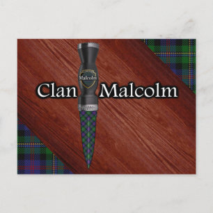 Carte Postale Lame de Sgian Dubh tartan du Clan Malcolm
