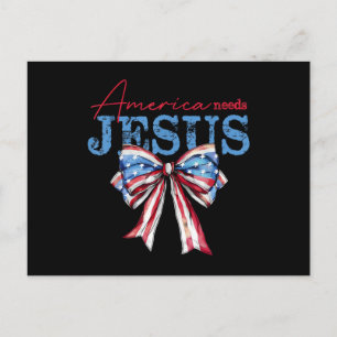 Carte Postale L'Amérique a besoin de Jésus Christian Drapeau USA