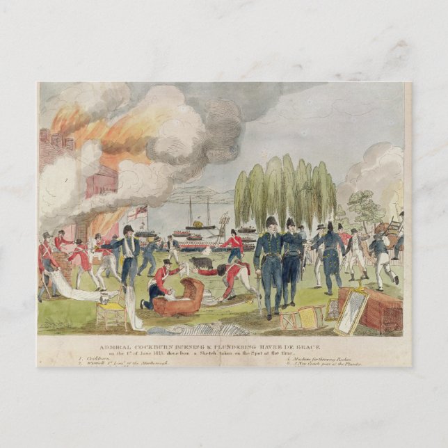Carte Postale L'amiral Cockburn brûle et pillage (Devant)
