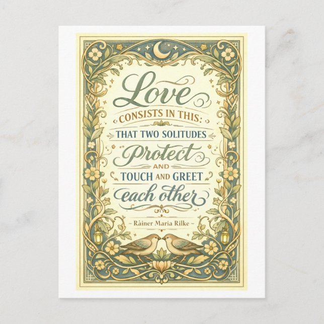 Carte Postale « L'amour consiste en ceci » Citation de Rilke (Devant)