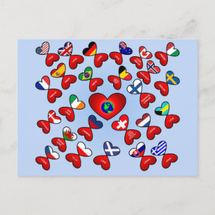 Carte Postale L'amour dans différentes langues du monde Drapeau 