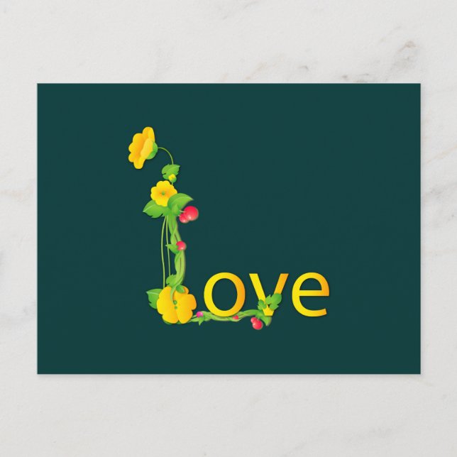 Carte Postale L'amour dans les fleurs jaunes (Devant)