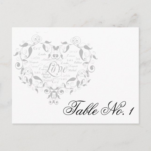 Carte Postale L'amour dans n'importe quelle langue en argent Num (Devant)