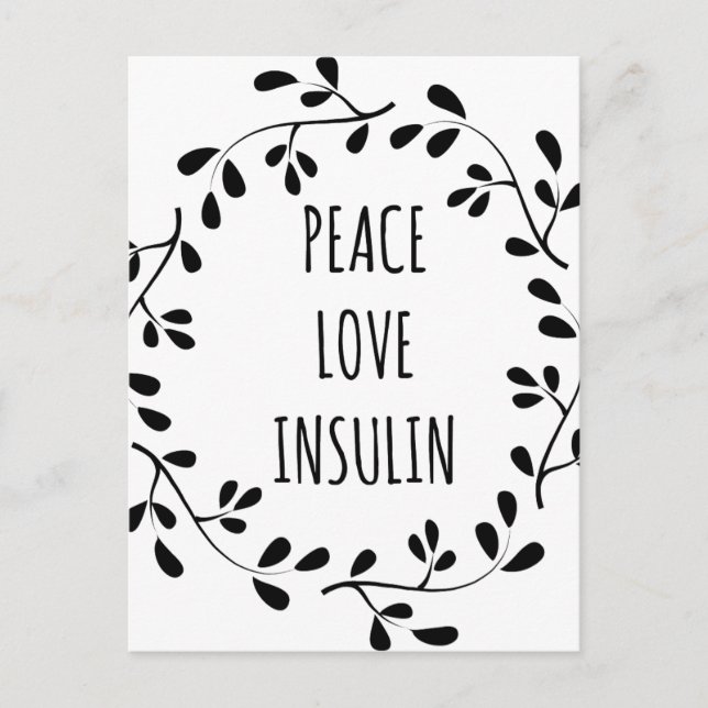 Carte Postale L'amour de la paix et l'insuline (Devant)