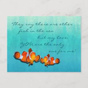 Carte Postale L'amour du poisson clown dans la mer