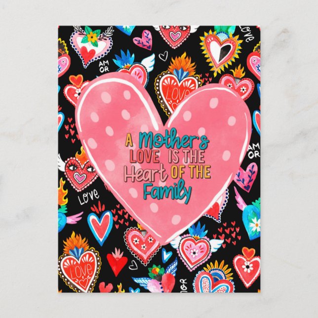 Carte Postale L'amour d'une mère est le coeur de la famille (Devant)