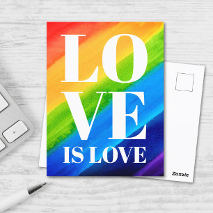 Carte Postale L'amour est amour Arc-en-ciel Fierté