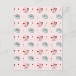 Carte Postale L'amour est dans l'air tour eiffel et le coeur mot