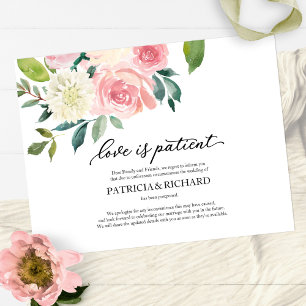 Carte Postale L'amour est patient Blush Floral Report de mariage