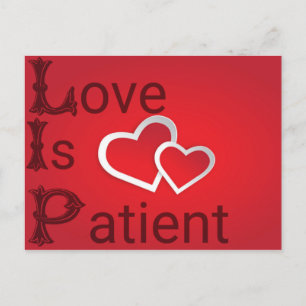 Carte Postale L'amour est patient en rouge