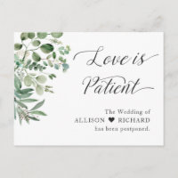 L'amour est Patient Mariage Postponed Chic Eucalyp