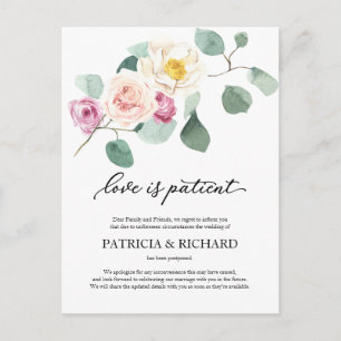 Carte Postale L'amour est patient Report de mariage à l'eucalypt