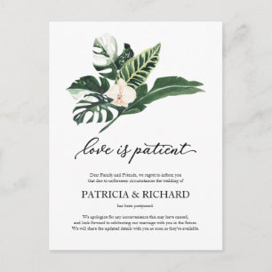 Carte Postale L'amour est patient Report de mariage tropical
