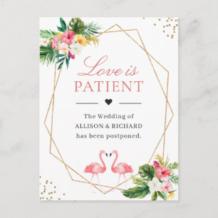 Carte Postale L'amour est Patient Tropical Floral Flamant rose g