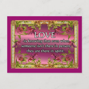 Carte Postale L'amour est.....poème sur le dos violet avec cadre