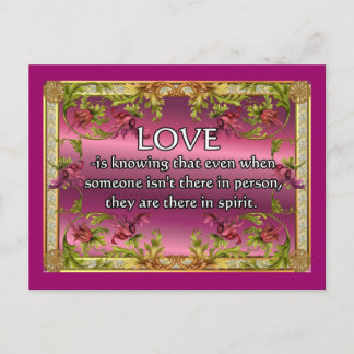 Carte Postale L'amour est.....poème sur le dos violet avec cadre