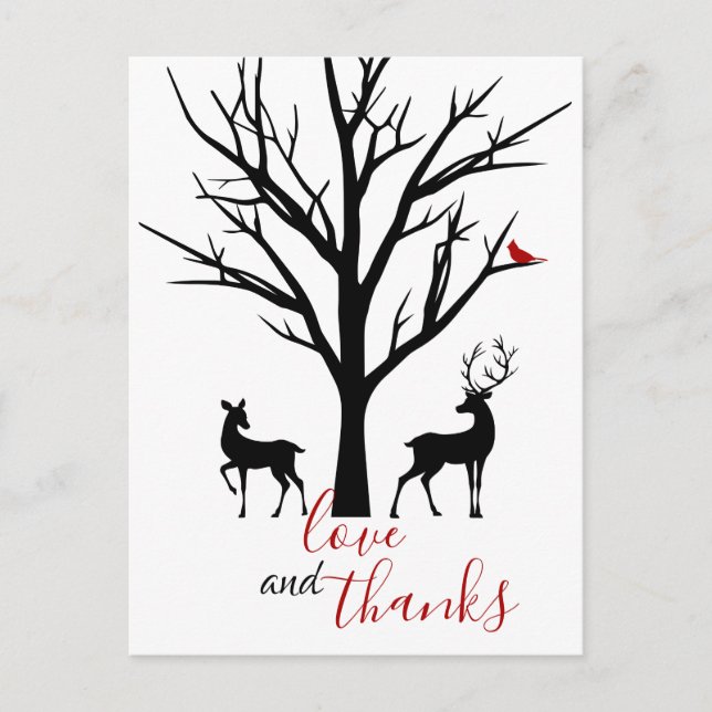 Carte Postale L'amour et merci Deer Couple Merci d'hiver (Devant)