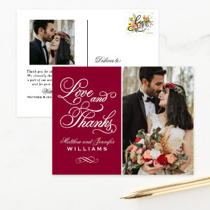 Carte Postale L'amour et merci Mariage rouge Merci photo