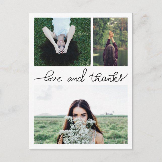 Carte Postale L'Amour Et Merci Mis À La Main Trois Photos De Dip (Devant)