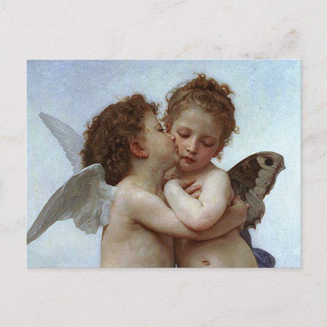 Carte Postale L'Amour et Psyche de Bouguereau, enfants (Cupid) (Devant)