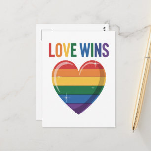 Carte Postale L'amour gagne la fierté gay LGBT Égalité
