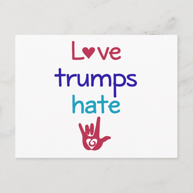 Carte Postale L'amour l'emporte sur la haine contre Trump (Devant)