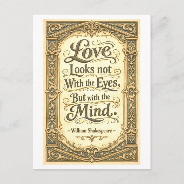 Carte Postale "L'amour ne regarde pas avec les yeux" Shakespeare (Devant)