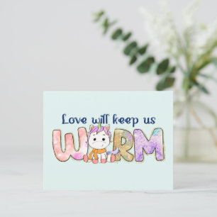 Carte Postale L'Amour Nous Tiendra Chauds   Adorable Unicorn Win