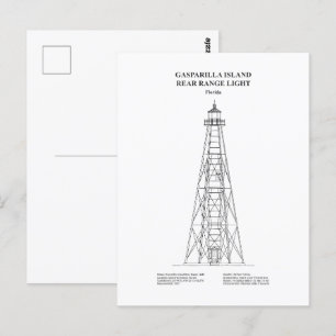 Carte Postale Lampe arrière de l'île de Gasparilla - Floride - B