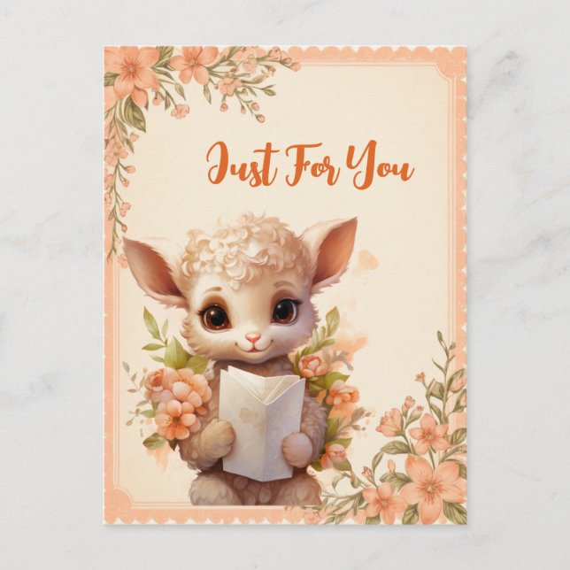 Carte Postale Lampe d'aquarelle de printemps tenant une lettre - (Devant)