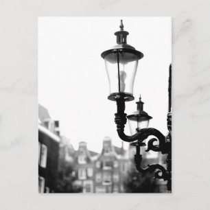Carte Postale Lampes de rue Amsterdam noir et blanc