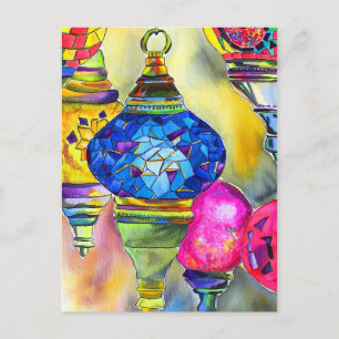 Carte Postale Lampes turques mosaïque aquarelle art