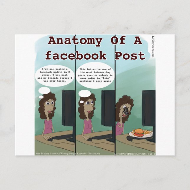 Carte Postale L'anatomie d'une publication Facebook drôle (Devant)