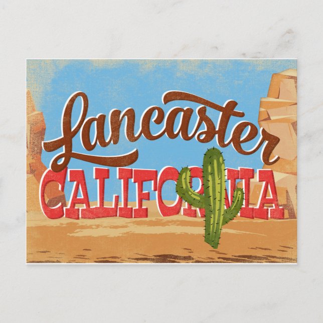 Carte Postale Lancaster California Cartoon Desert Vintage voyage (Devant)