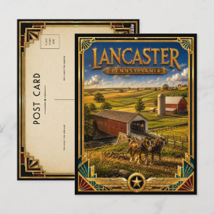 Carte Postale Lancaster Pennsylvanie Art Déco Vintage Âge d'Or