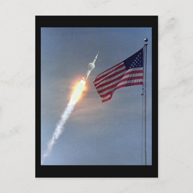 Carte Postale Lancement d'Apollo 11, avec drapeau, NASA (Devant)