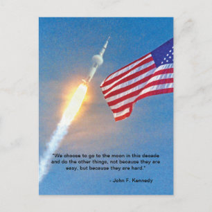 Carte Postale Lancement d'Apollo 11 avec le drapeau américain