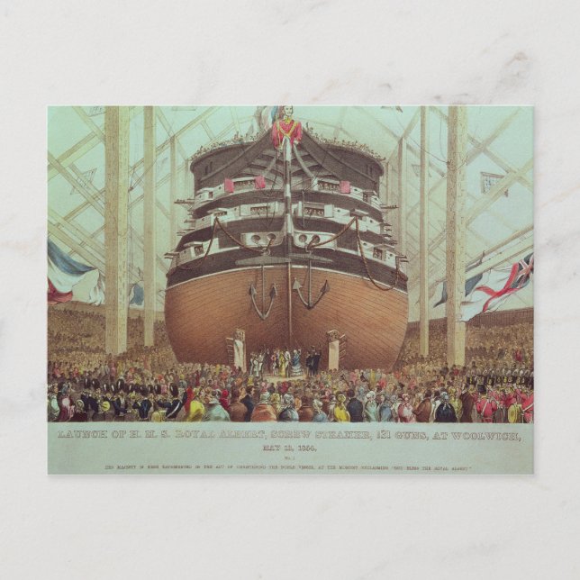 Carte Postale Lancement de H.M.S. Royal Albert, Screw Steamer (Devant)