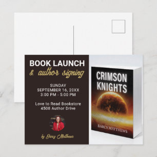 Carte Postale Lancement de livre Signature de l'auteur Marketing